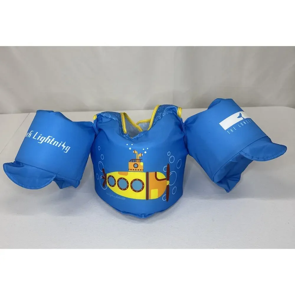 Dark Lightning Blue Submarine Childs swim vest water wings - Child 33-55 lbs